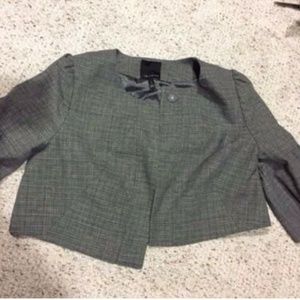 THE LIMITED GRAY CROPPED BLAZER JACKET SZ S SMALL RUFFLES